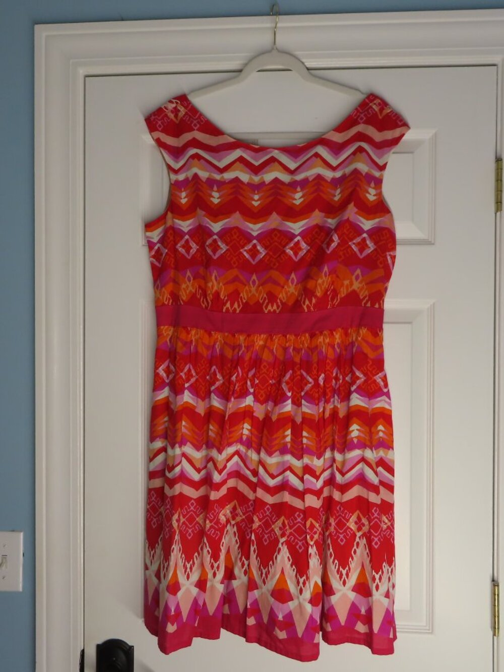 Eliza J Dress sleeveless Sundress Beach Party Colorful Cotton Size 16 Lined